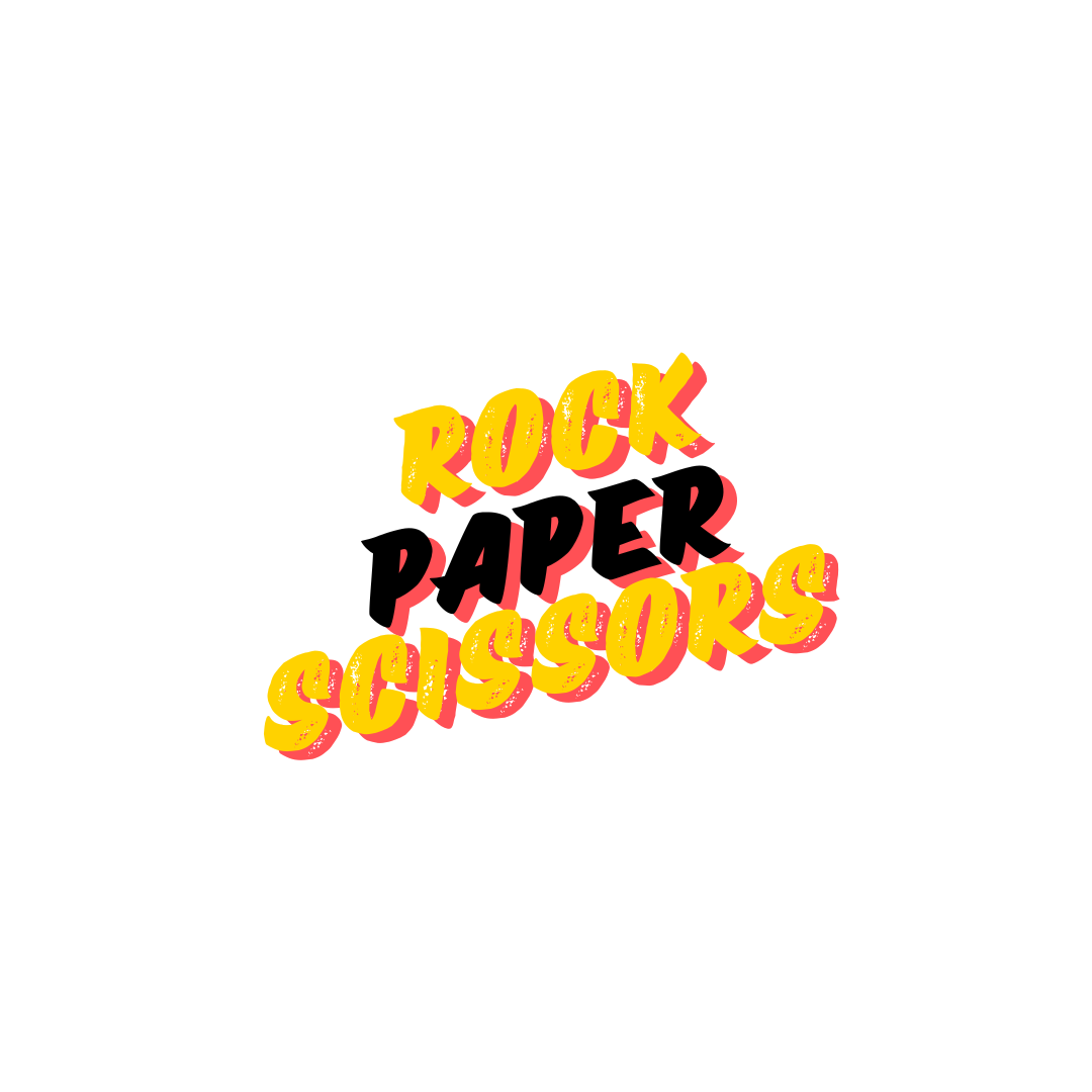 Image with the words rock paper scissors